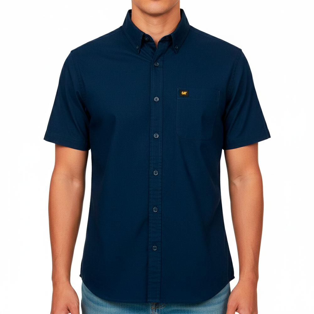 Camisa Masculina Caterpillar Poplin S/S M Azul