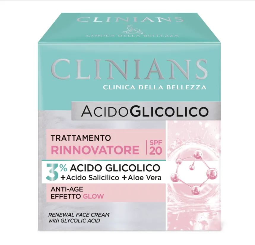 Clinians Creme Facial Ácido Glicólico Spf20 50ml