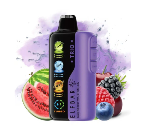 Vape Descartável Elfbar Trio 40000PUFFS Raspberry Watermelon