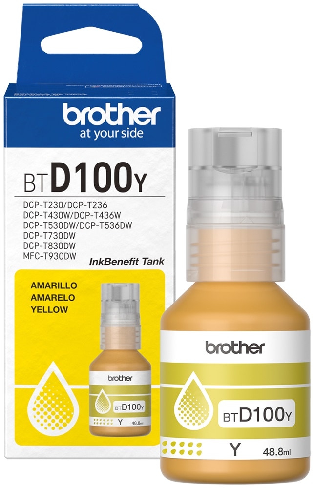 GARRAFA DE TINTA BROTHER BTD100Y 48.8ML AMARELO