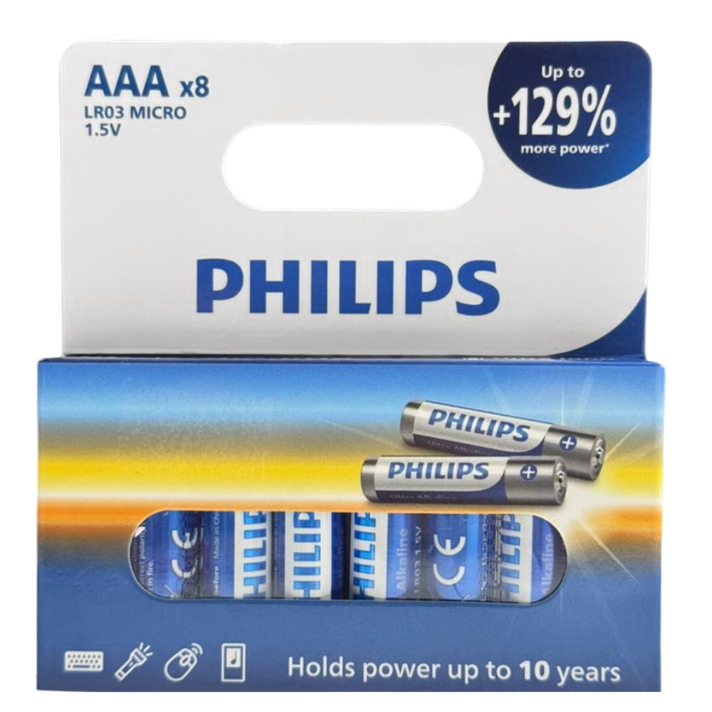 Pilha Alcalina Aaa Philips LR03E8B/17 (8 Unidades)