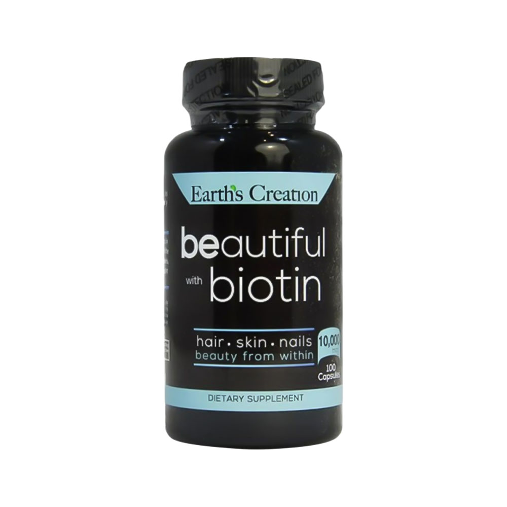 Vitamina Earth's Creations Biotin 10,000Mcg 100 Cápsulas