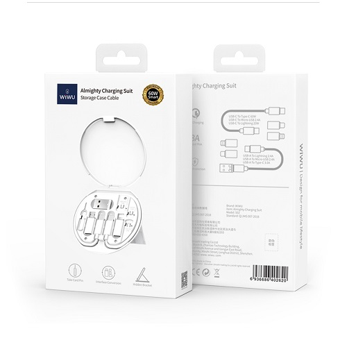Cabo Adaptador Multifunção USB-C/Micro/Lightning Wiwu Branco